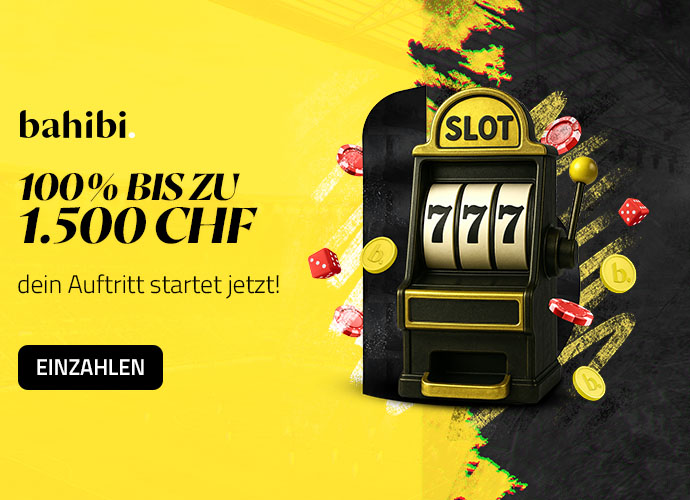 Slot maschine mit 777 Symbol und 100 Prozent Bahibi Casino Willkommensbonus bis 1500 CHF