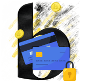 Kreditkarten mit Schloss Symbol f&uuml;r sichere Zahlungsmethoden